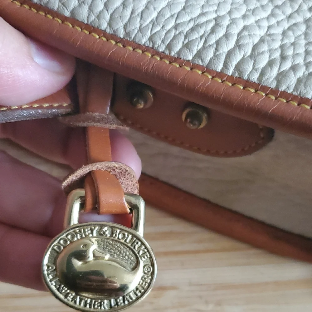 Dooney & Bourke Cream and Tan Leather Crossbody Mini Bag - Picture 8 of 13